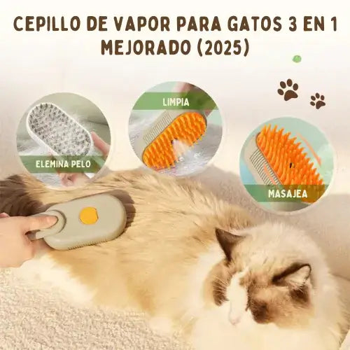 PetMaster™ Cepillo vapor de masaje para mascota 3 en 1
