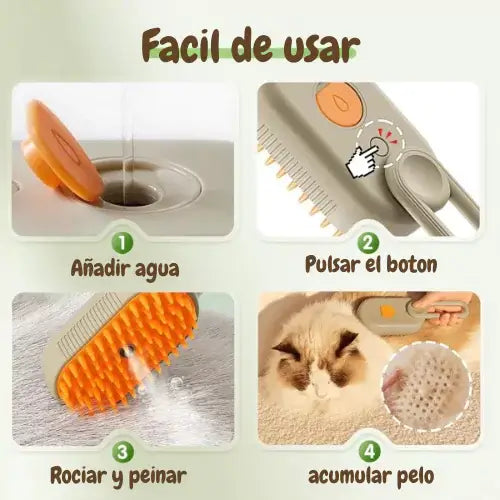 PetMaster™ Cepillo vapor de masaje para mascota 3 en 1