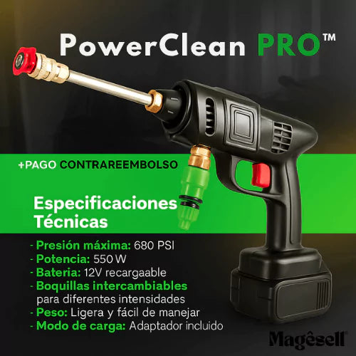 PowerClean PRO™   Pistola de Limpieza Alta Presión+2 Baterias