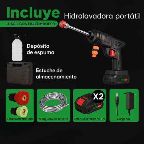 PowerClean PRO™   Pistola de Limpieza Alta Presión+2 Baterias