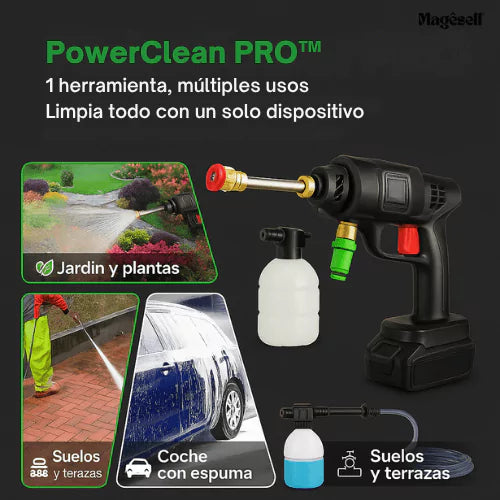 PowerClean PRO™   Pistola de Limpieza Alta Presión+2 Baterias